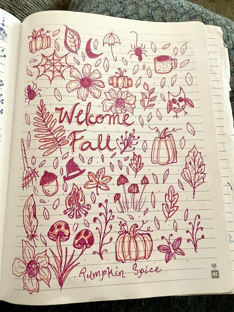 Drawing Ideas Fall Aesthetic, Fall Whiteboard Art Easy, Autumn Theme Drawing, White Board Ideas Drawings Fall, Fall Journal Doodles, Fall Doodle Ideas, Simple Fall Doodles, Fall Drawings Aesthetic Easy, Fall Whiteboard Ideas