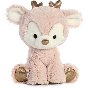 Rose Gold the Glitzy Tot Plush Reindeer by Aurora Deer Stuffed Animal, Pink Reindeer, Dr. Seuss, Soft Toys Making, Gold Deer, Gold Reindeer, Soft Toy Animals, Tatty Teddy, Kawaii Plushies