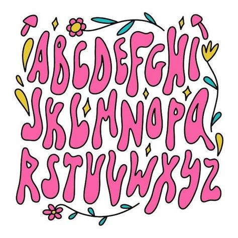 Premium Vector | Hippie bohemian liquid groovy modern funky font alphabet 1960s with mushroom and flowers characters Font fonts #font #fonts 1.286 Groovy Font Alphabet, Font Apps, Vintage Typography Logo, Font Animation, Mushroom And Flowers, Aesthetic Alphabet, Cute Fonts Alphabet, Font Aesthetic, Fonts Ideas