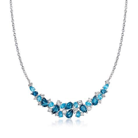 Blue Topaz Necklace, Topaz Necklace, White Topaz, Collar Necklace, Blue Topaz, Topaz, Blue And White, London, Collar