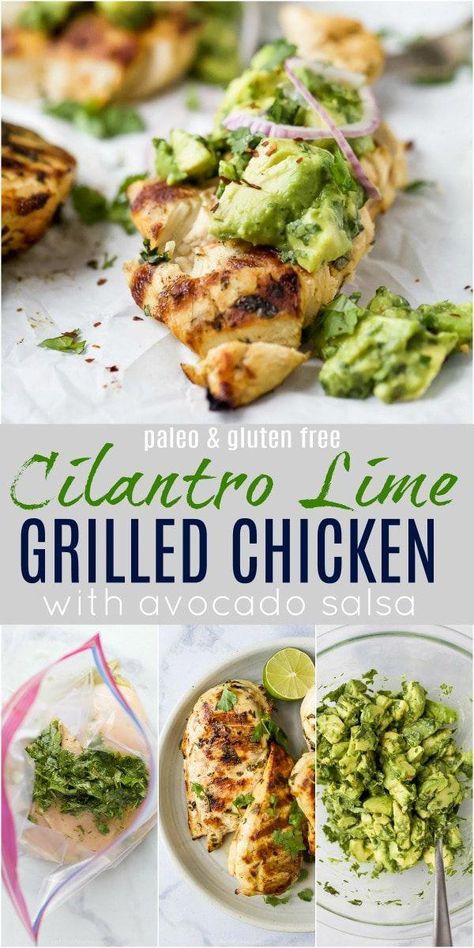 Chicken With Avocado Salsa, Best Grilled Chicken Recipe, Chicken With Avocado, Paleo Chicken Recipes, Resep Salad, Resep Diet, Cilantro Lime Chicken, Avocado Salsa, Health Dinner