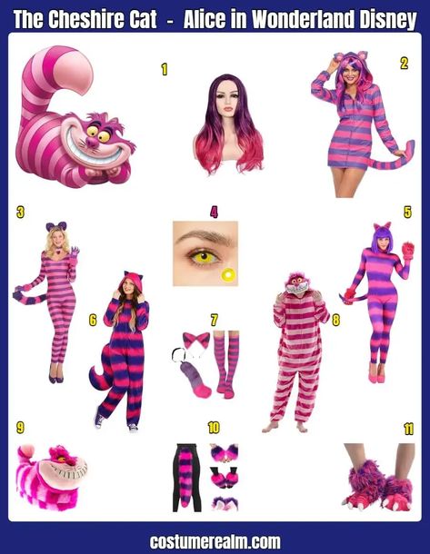 How To Dress Like The Cheshire Cat Guide For Cosplay & Halloween Chester Cat Costume, Diy Cheshire Cat Costume, Cheshire Cat Cosplay, Chester Cat, Cheshire Cat Halloween, Cat From Alice In Wonderland, Cat Guide, Cat Costume Diy, Wonderland Halloween