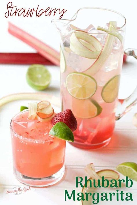 Summer isn't complete unless you are sipping on the best strawberry rhubarb margarita. This strawberry rhubarb margarita recipe includes homemade rhubarb syrup, fresh squeezed lime juice, tequila, grand marnier and crushed strawberries. I serve this margarita on the rocks and include the strawberry rhubarb margarita pitcher recipe. #margarita #margaritarecipe #rhubarb #strawberryrhubarb #easymargaritarecipe #rhubarbmargarita #cocktail #cocktailtime #summercocktail #easycocktail #... Margarita Pitcher Recipe, Rhubarb Margarita, Crushed Strawberries, Easy Entertaining Dinner, Margarita Pitcher, Easy Margarita Recipe, Wine Cocktail Recipes, Rhubarb Syrup, Adult Beverages Recipes