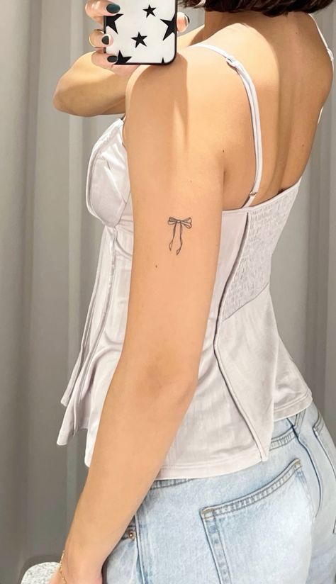 Mermaid Tattoo Minimal, Small Sea Tattoos For Women, Trio Tattoo Ideas Minimalist, Lover Back Tattoo, Lover Girl Tattoo, Cute Mermaid Tattoo, Aesthetic Tattoos Women, Tattoo Charms, Small Back Of Arm Tattoo