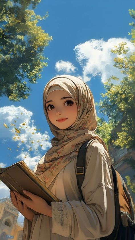 Wallpaper For Muslim Girl, Hijab Girls Dp Cartoon, Muslimah Cartoon Aesthetic, Muslim Dp Girl, Muslim Girl Cartoon Art, Hijabi Girl Animation, Muslim Girl Wallpaper, Hijabi Girl Cartoon, Hijab Cartoon Cute