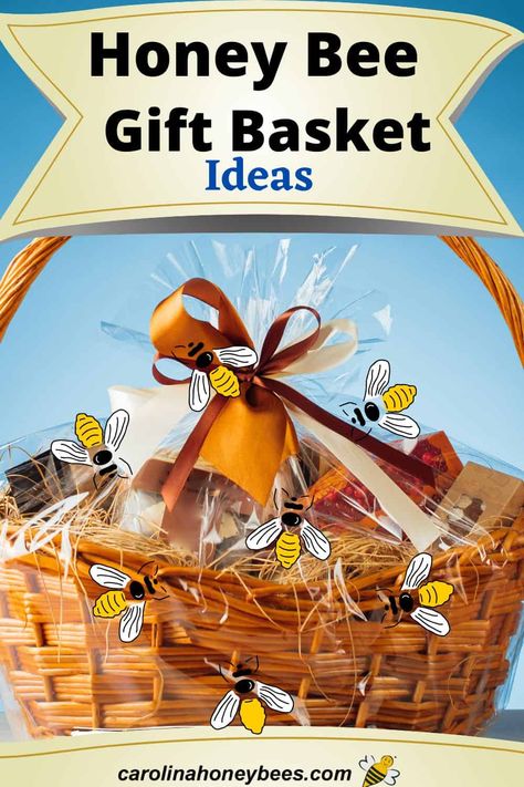 Bee Gift Basket Ideas Honey Gift Basket Ideas, Bee Gift Basket, Honey Gift Basket, Gift Baskets Ideas, Honey Ideas, Honey Bee Facts, Theme Baskets, Honey Products, Baskets Ideas