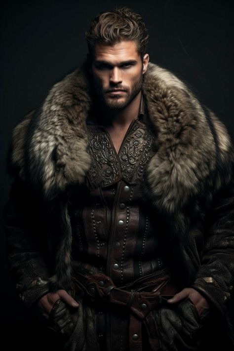 Male Warrior Fantasy Art, Fantasy Fashion Male, Viking Warrior Men, Fire Warrior, Warrior Outfit, Viking Men, Dark Warrior, Royalty Aesthetic, Male Characters