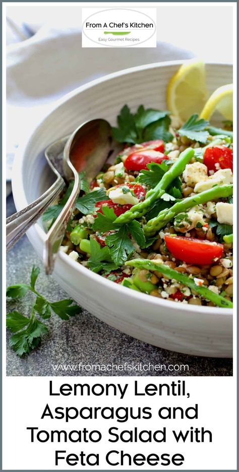 Tomato Salad With Feta, Salad With Lemon Dressing, Salad With Feta Cheese, Feta Cheese Salad, Salad With Feta, Salad With Lemon, Asparagus Salad, Lentil Salad, Healthy Lunches