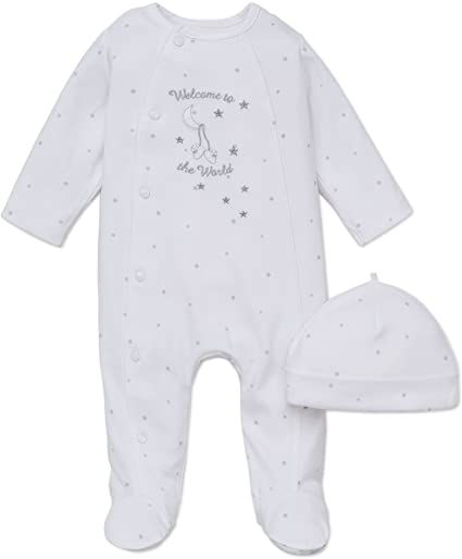 Amazon.com: Little Me Baby-Girls Unisex Baby 2 Piece Footie and Cap Set: Clothing One Month Baby, Going Home Outfit, Buybuy Baby, Footie Pajama, Small Baby, Hat Set, Coming Home Outfit, Home Outfit, Welcome To The World