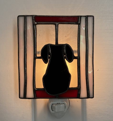 Glass Night Lights, Stained Glass Night Lights, Window Stained, Glass Diy, Stained Glass Diy, Dog Silhouette, Saint Charles, Night Lights, Light Switch