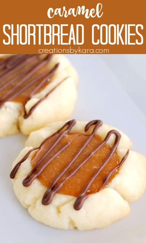 Caramel Shortbread Cookies - Tender buttery shortbread topped with gooey caramel and drizzled with chocolate. It doesn't get much better than that! #twixcookies #caramelshortbread #shortbread #chocolatecaramel -from Creations by Kara Shortbread Cookies Caramel, Cookies With Carmel In The Center, Caramel Shortbread Cookies, Cookies With Kraft Caramels, Cookies Using Caramel Bits, Cookies With Caramel Sauce, Chocolate Short Bread Cookies, Salted Caramel Shortbread Cookies, Christmas Cookies With Caramel