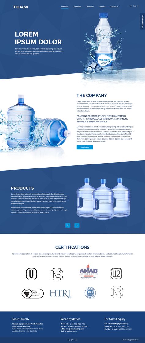 Water Can Website on Behance Water Website Design Inspiration, Water Website Design, Water Logo Branding, Water Poster Design, Water Website, Water Ads, Water Banner, Website Design Inspiration Layout, Water Company