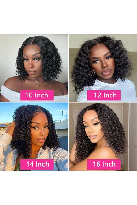 GOLFMAX Glueless Wigs Human Hair Pre Plucked Pre Cut 4X4 Lace Closure Wig Deep Wave Curly Bob Wig Human Hair Wigs With Elastic Band Wet and Wavy Lace Front Wigs Human Hair 14 Inch Cuban Twist Hair, 16 Inch Hair, Kort Bob, Full Lace Wig Glueless, Curly Bob Wigs, Bob Lace Front Wigs, Glueless Wigs, Brazilian Remy Hair, Curly Hair Wig