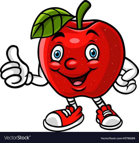 Apple Character, Apple Cartoon, Cartoon Apple, Small Pictures, Big Picture, Transparent Png, Thumbs Up, High Res, Png Images