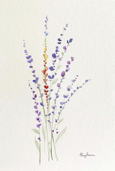 Watercolor Painting Easy, Wildflower Drawing, Wildflower Paintings, Watercolour Inspiration, Easy Watercolor, Watercolor Inspiration, Easy Paintings, Stone Art, Mini Art