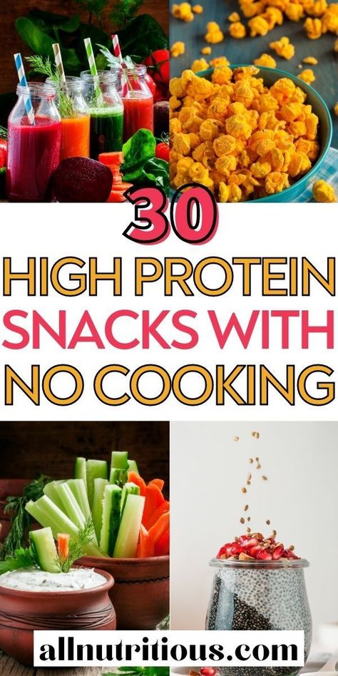 You can still have quick nutritious snacks on your high protein diet when you make any of these high protein snacks that require no cooking. These healthy high protein snack ideas can help you stay clear of junky foods. #HighProtein #Snacks High Protein Snack Ideas, Protein Snack Ideas, Healthy High Protein Snacks, High Protein Snack, Healthy Protein Snacks, Healthy High Protein Meals, High Protein Low Calorie, Protein Snack, No Calorie Snacks