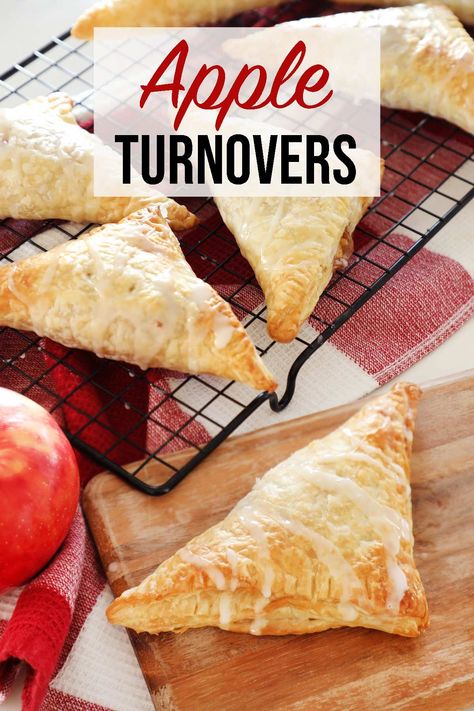 Apple turnover recipe made with puff pastry and and homemade apple filling. An easy bakery style dessert you can make at home. Apple Pastry Puff Recipes, Seared Pork Loin, Recipes Using Apples, Homemade Apple Turnovers, Apple Turnovers With Puff Pastry, Apple Recipes With Puff Pastry, Easy Apple Turnovers, Simple Apple Tart, Using Apples