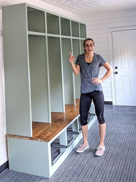 MUDROOM WEEK 5: Built-In and Bursting with Value Mudroom Shelving, Mudroom Built Ins, Shelving Garage, Jeffrey Court, Sweat Equity, Pocket Screws, Angle Bracket, Trim Work, I Am Loving