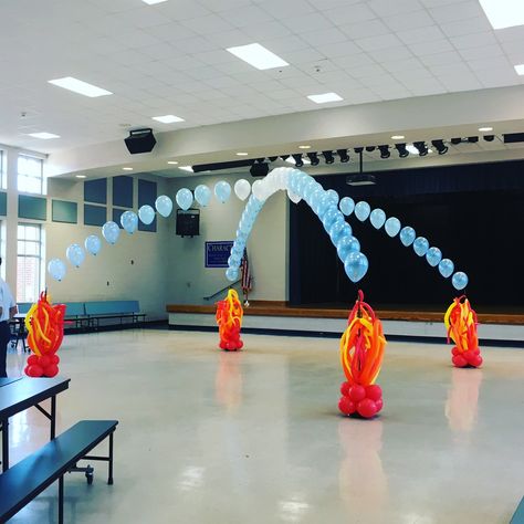 Fire And Ice Party, Event Planning Board, Fire Balloon, School Dance Ideas, Fire N Ice, Ice Party, Dance Decorations, Prom Themes, Balloon Company