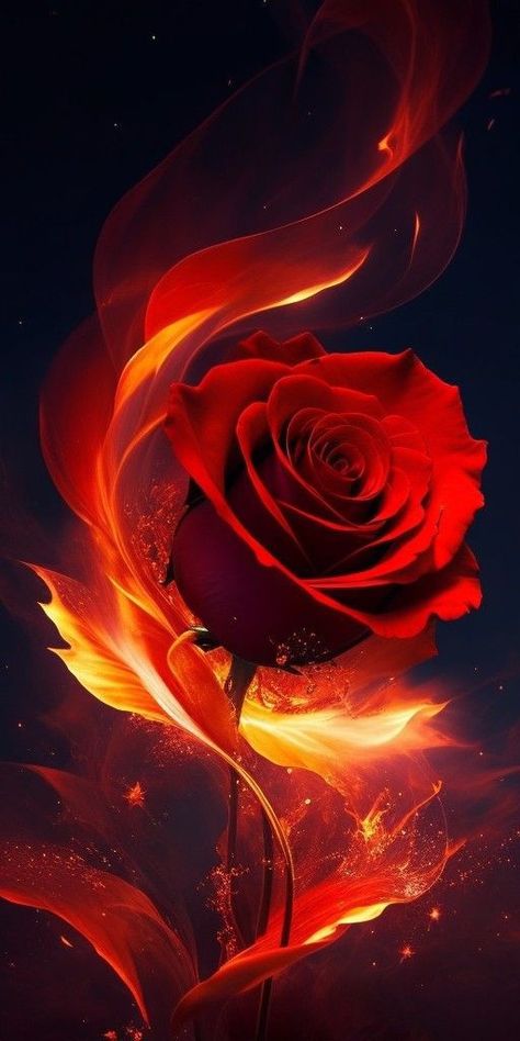 Rose On Fire, Flowers Pics, Blue Roses Wallpaper, Arte Aesthetic, Glittery Wallpaper, Beautiful Butterflies Art, Lovely Flowers Wallpaper, Art Animation, Dark Flowers