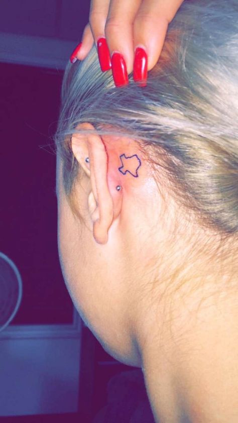 need a tattoo like this to always remind me where home is, i love texas Texas Tattoo, Texas Tattoos, Western Tattoos, Loving Texas, Baby Tattoos, The Ear, Small Tattoo, A Tattoo, Ear Tattoo