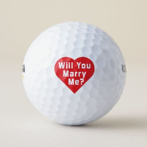 Pop the question on the golf course and surprise your future spouse! Cute idea for proposals and engagements, golf balls with a red heart and the words "Will You Marry Me?" inside. Future Spouse, Unique Proposals, Golf Wedding, Marriage Proposal, Golf Balls, Marriage Proposals, Wedding Party Favors, Proposal Ideas, Getting Engaged