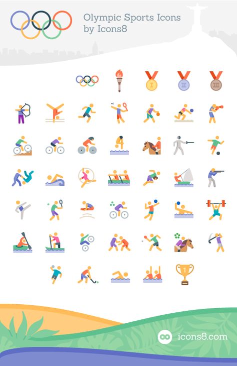 Olympic Icons, Icon Set Design, Olympic Games Sports, Pinup Art, Sport Illustration, 카드 디자인, Sport Icon, Different Sports, Olympic Sports