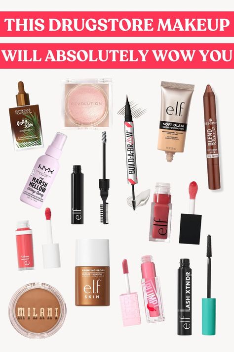 Best Drugstore Makeup 2024 - the top affordable beauty picks that will up your makeup game! Drugstore Setting Spray, Best Affordable Makeup, On The Go Makeup, Makeup Cheap, Drugstore Concealer, Drugstore Makeup Tutorial, Makeup Drugstore, Beauty Products You Need, Makeup Finds