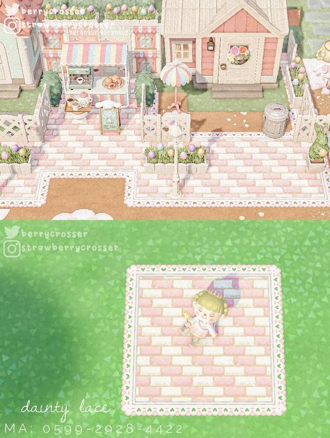 Kawaii Path Animal Crossing, Cute Path Animal Crossing, Pink Acnh Path Codes, Acnh Pink Lace Path, Pastelcore Acnh, Pink Brick Animal Crossing, Acnh Pink Rug Code, Acnh Path Codes Fairycore, Pastel Core Acnh