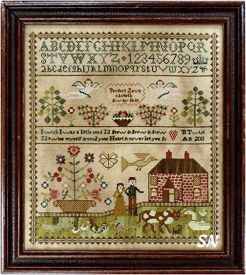 Never Let You Go from Heartstring Samplery - click for more Vintage Samplers, Cross Stitch Sampler Patterns, Antique Samplers, Embroidery Sampler, Cross Stitch Samplers, Sweet Couple, Cross Stitch Chart, Counted Cross Stitch Patterns, Counted Cross Stitch