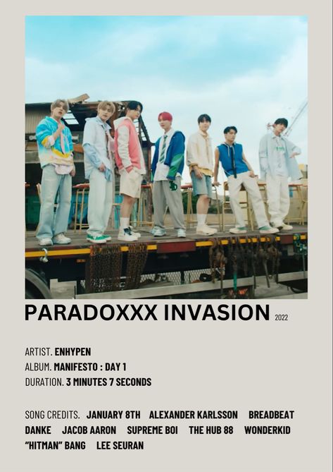 Paradox Invasion, Enhypen Minimalist, Minimalist Posters, Kpop Posters, Minimalist Poster, Poster Wall, K Pop, Songs, Music