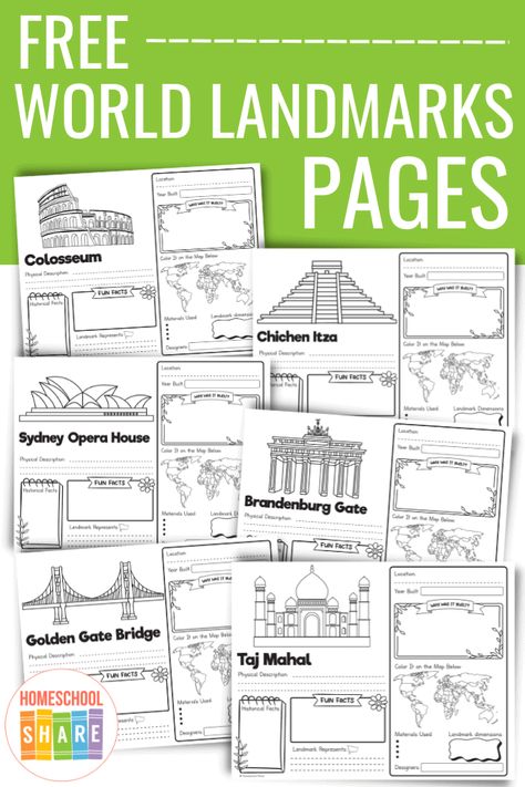 World History Worksheets Free Printable, Homeschool Country Unit Study, Homeschool World Geography, Us Geography Homeschool Free Printables, Free History Printables, Geography Lessons Elementary, 3rd Grade History Homeschool, Free Homeschool Printables 3rd Grade, Free Unit Studies Homeschool