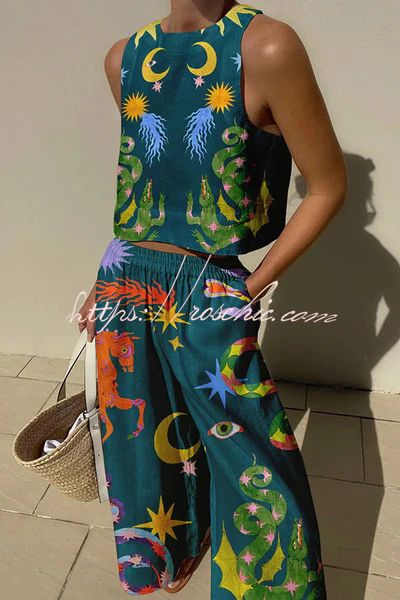 Best Seller – roschic Sleeveless Suit, Two Piece Jumpsuit, Linen Style, Pant Length, Pocket Pants, Mode Inspiration, Print Tank, Looks Vintage, Amelie