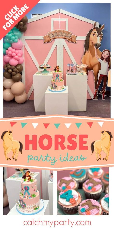 Spirit Party Ideas, Horse Theme Birthday Party Girl, Horse Birthday Party Ideas Girl, Spirit Birthday Party Ideas, Spirit Birthday Party, Horse Theme Birthday Party, Spirit Birthday, Spirit Riding Free, Horse Birthday Parties