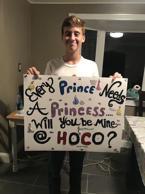 Homecoming HOCO Poster Idea prince and princess Mario Hoco Poster, Princess Promposal Ideas, Disney Princess Hoco Proposals, Disney Hoco Posters, Princess Hoco Proposals, Hocoming Poster Ideas, Wofo Posters, Princess And The Frog Hoco Proposal, Hoco Poster Ideas Homecoming Proposal