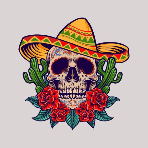 ¡Descarga el vector libre de regalías cinco de mayo mascota calavera mexicana 1936266 de Vecteezy para su proyecto y explora más de un millón de otros vectores, iconos y gráficos clipart! Drawing Mexican Culture, Mexican Skull Tattoo Design, Mexican Design Motifs, Mexican Skull Drawing, Mexican Illustration Art, Mexican Culture Tattoo, Skull Illustration Design, Mexican Tattoo Ideas, Mexico Culture Art