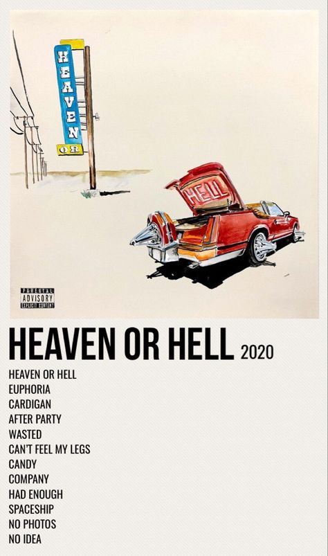 minimal poster of the album heaven or hell by don toliver Album Receipt, Minimalist Polaroid Poster, Don Toliver, College Poster, Album Wall, Rap Album Covers, Minimalist Music, Movie Wall, Music Poster Ideas