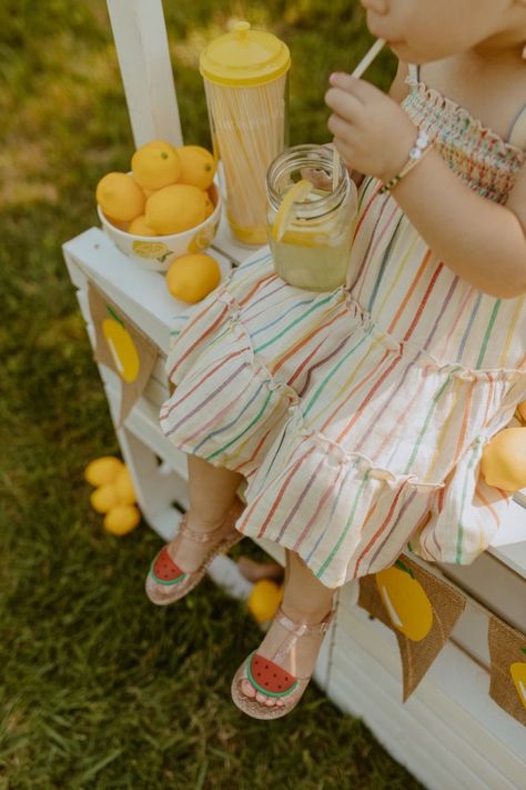 Lemonade Stand Mini Session, Kids Lemonade Stand Ideas, Kids Summer Photoshoot, Lemonade Photo Shoot, Lemonade Stand Decor, Lemonade Stand Photography, Kindergarten Photoshoot, Watermelon Shoot, Summer Mini Session Ideas