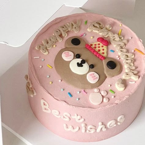 Cake Animasi, Brown Bear Cake, Korean Bento Cake, Korean Bento, Teddy Bear Birthday Cake, Simple Birthday Cake Designs, Beary First Birthday, Bd Cake, Birthday Cake Designs