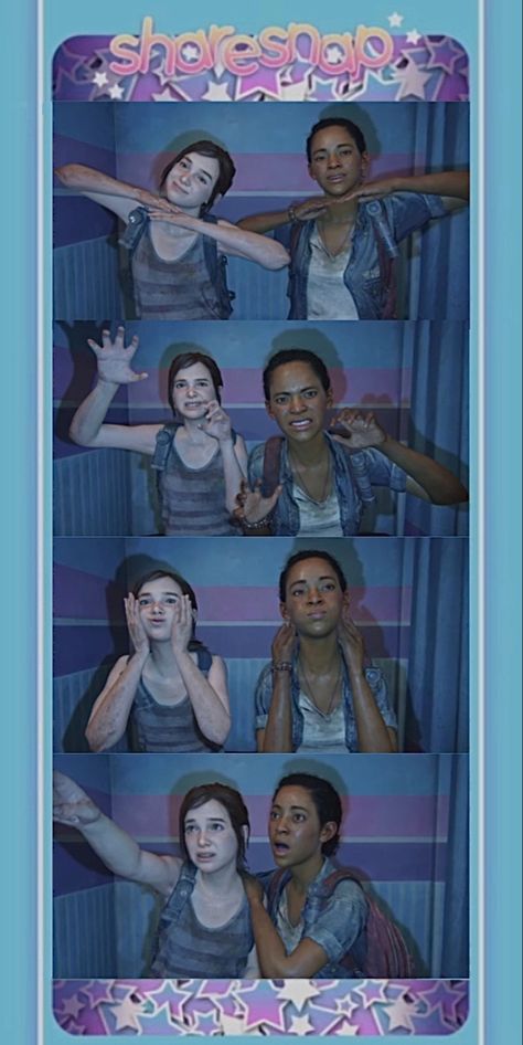 #tlou #tlouleftbehind #ellieandriley #elliewilliams #photobooth #thelastofus #leftbehind #lesbian #lesbians #wlw Riley And Ellie Photobooth, Lesbian Photobooth, Ellie And Riley Photobooth, Wlw Photobooth, Tlou Poster, Ellie And Riley, The Last Of Us Poster, Interracial Art, Get Off My Lawn