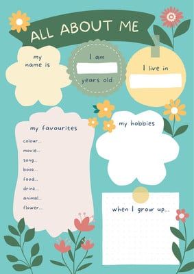 Colorful School All About Me Student Poster - Templates by Canva Student Poster, School All About Me, Academic Poster, Me Template, Happy Planner Free Printable, About Me Poster, Ixl Learning, All About Me Poster, Student Posters