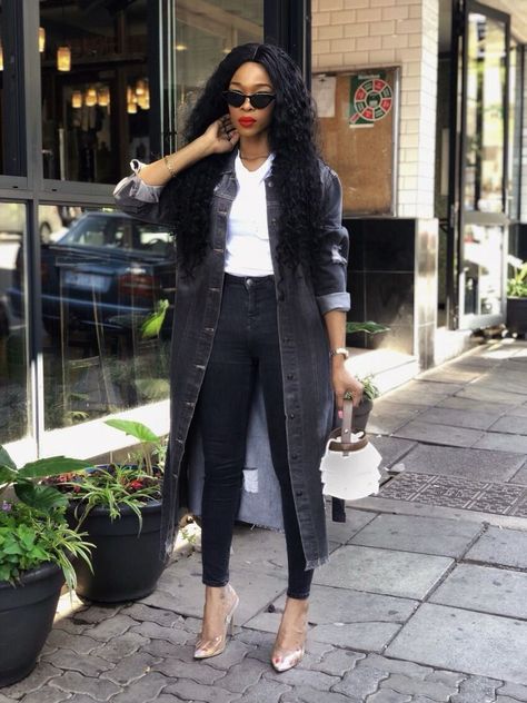 Denim Ootd, Pearls Fashion, Trouser Outfits, Summer Work Outfits, Oversized Denim Jacket, African Print Fashion Dresses, Simply Chic, Surround Yourself, Casual Work Outfits