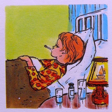 Sick! Drawing Sick Person, Sick Person Illustration, Feeling Sick Illustration, 1960s Illustration, Sick Person, Vocabulary Book, Feeling Sick, Random Pics, Children Illustration