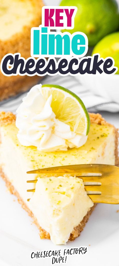 Key Lime Cheesecake - dessert #dessert Cheesecake Factory Key Lime Cheesecake, Key Lime Cheesecake Recipe, Key Lime Cheesecake, Lime Cheesecake, Cheesecake Desserts, Easy Homemade Recipes, Cheesecake Factory, Homemade Recipe, Cookie Crust