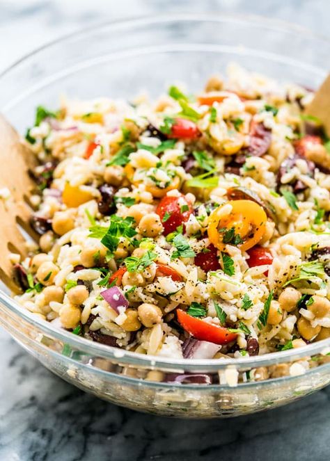 Mediterranean Orzo Salad Cherry Tomatoes And Feta Cheese, Orzo Salat, Tomatoes And Feta Cheese, Mediterranean Orzo Salad, Mediterranean Orzo, Tomatoes And Feta, Orzo Salad Recipes, Cold Pasta Salad Recipes, Jo Cooks