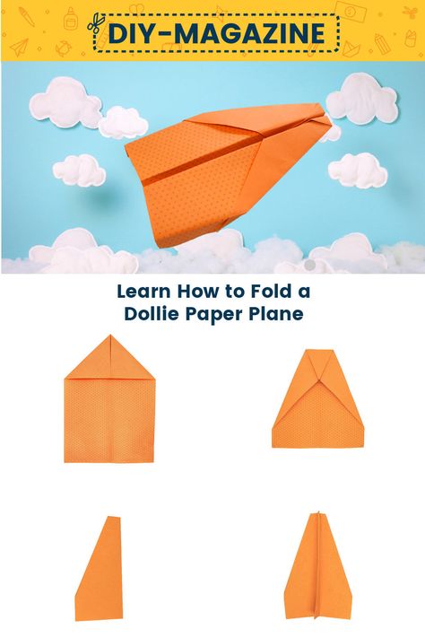 Learn How to Fold a Paper Plane Dollie Paper Airplane Tutorial, Airplane Tutorial, Paper Glider, Paper Planes, New Paper, Diy Magazine, Paper Airplane, Scotch Tape, How To Fold