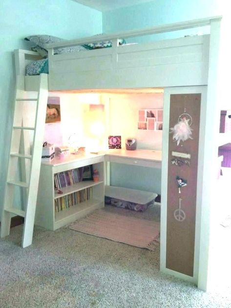 Bunk Bed With Desk Underneath, Bunk Beds With Desk, Beds With Desk, Cheap Bunk Beds, Bed With Desk Underneath, Loft Beds For Teens, Girls Loft Bed, Loft Beds For Small Rooms, Bed For Girls Room