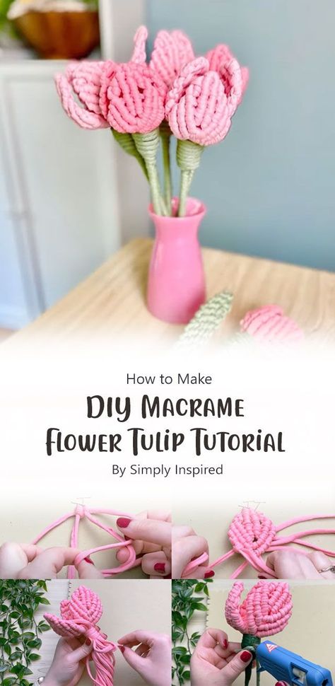 Are you looking for a beautiful DIY macrame flower tulip? This easy to follow DIY Macrame Tulip tutorial shows you how to make this lovely beginner-friendly flower. Enjoy this fun craft! Diy Macrame Flower, Tulip Tutorial, Flamingo Keychain, Macrame Flowers, Macrame Angel, 23 Birthday, Flowers Creative, Keychain Macrame, Macrame Flower