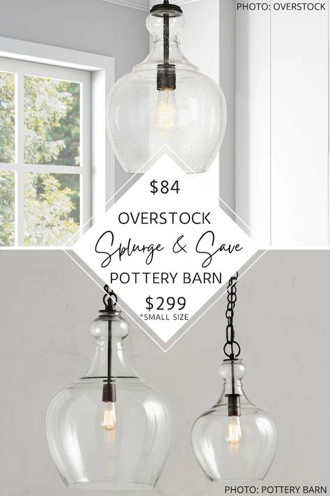 Glass Kitchen Pendant Lights, Pottery Barn Lighting, Pottery Barn Kitchen, Pottery Barn Look, Pottery Barn Decor, Barn Table, Kitchen Table Lighting, Mcgee And Co, Farmhouse Kitchen Lighting