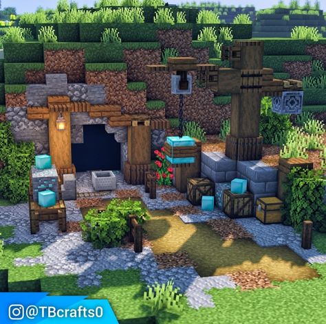 Mine Entrance, Minecraft Building Guide, Minecraft Garden, Capas Minecraft, Minecraft Village, Diamond Mine, Minecraft Interior, Bangunan Minecraft, Minecraft Farm